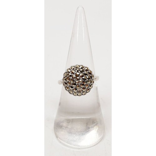 63 - A vintage silver ring set with marcasite, size M. UK shipping £14.