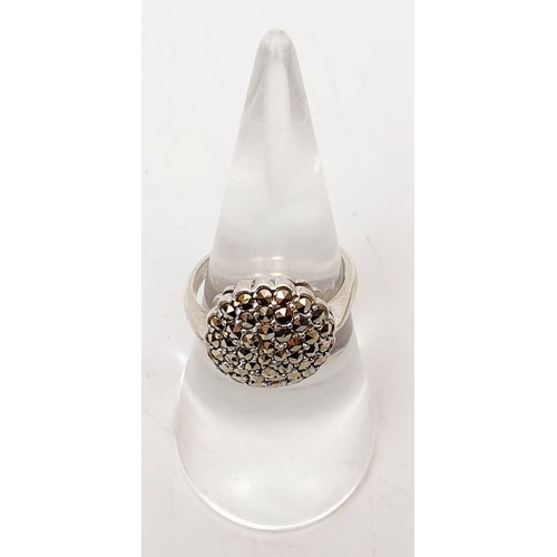 63 - A vintage silver ring set with marcasite, size M. UK shipping £14.