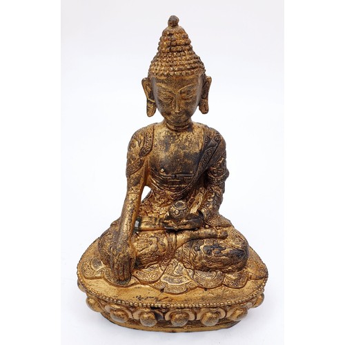 76 - A cast bronze figure of Buddha, height 5.5