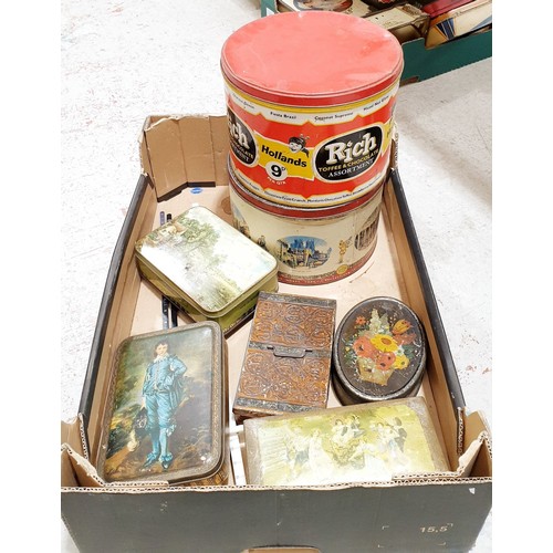 108 - A box of tins. UK shipping £14.