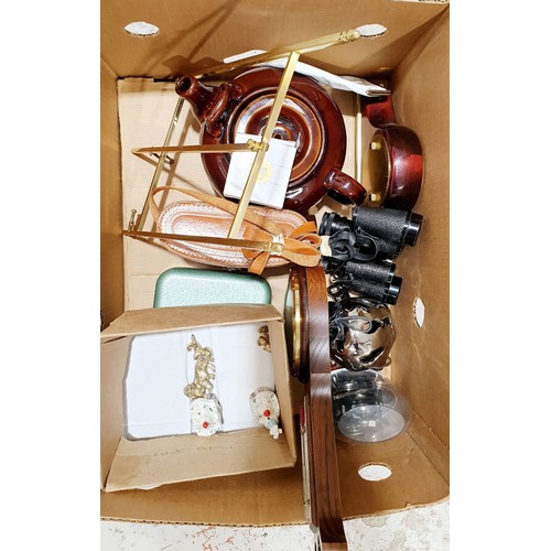 116 - A box of assorted including binoculars. No shipping. Arrange collection or your own packer and shipp... 