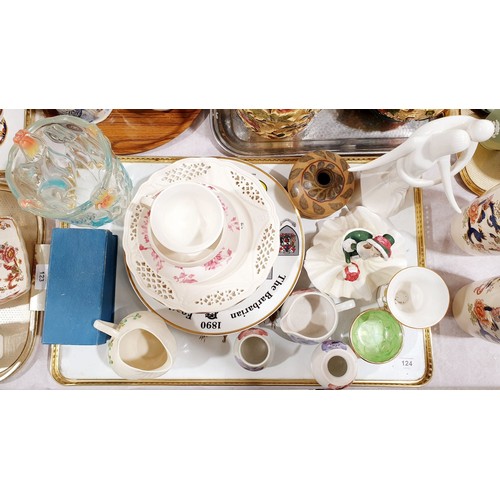 124 - A tray of glass and ceramics including Royal Doulton and Radford. No shipping. Arrange collection or... 