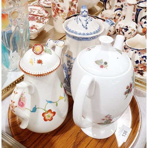 136 - Three coffee pots including Shelley and Royal Worcester. No shipping. Arrange collection or your own... 