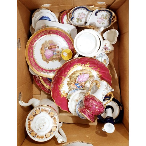 146 - A box of ceramics including Limoges. No shipping. Arrange collection or your own packer and shipper,... 