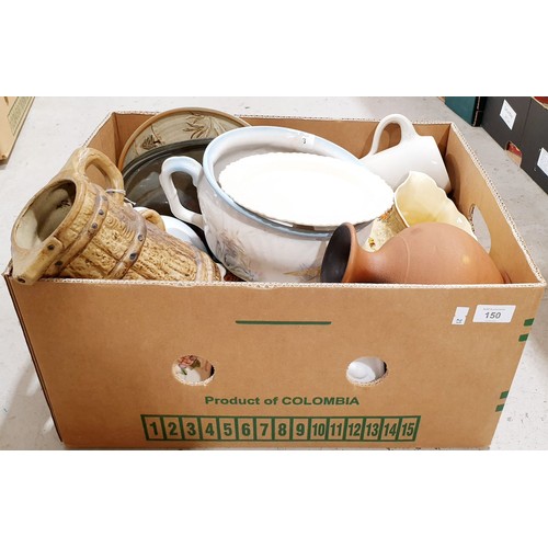 150 - A box of ceramics including an 