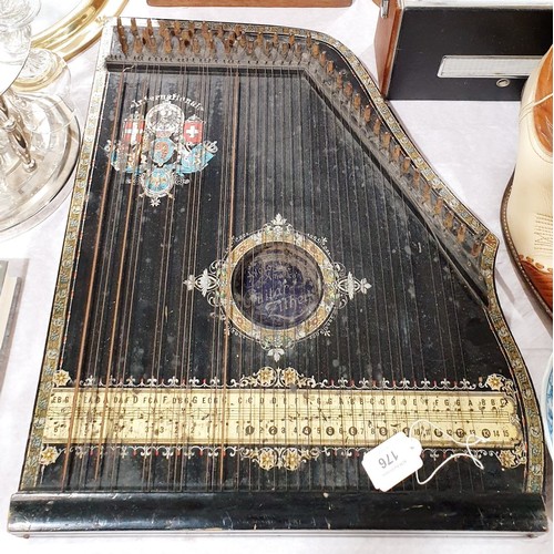 176 - An antique Anglo-American guitar zither. No shipping. Arrange collection or your own packer and ship... 