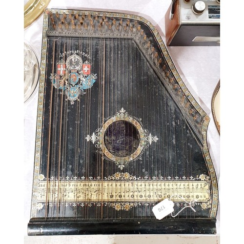 176 - An antique Anglo-American guitar zither. No shipping. Arrange collection or your own packer and ship... 