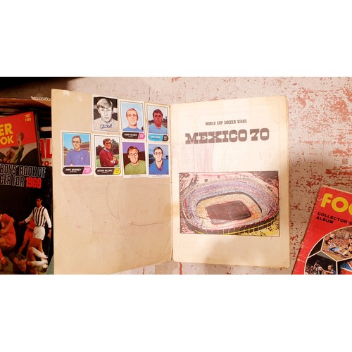 179 - A Mexico 70 football sticker album which is complete, a Panini football 78 sticker album and three f... 