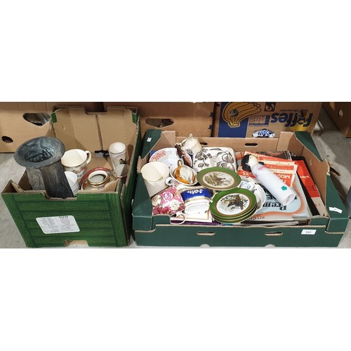 185 - Two boxes of glass, china and assorted. No shipping. Arrange collection or your own packer and shipp... 