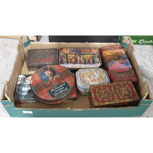 188 - A box of vintage tins. UK shipping £14.