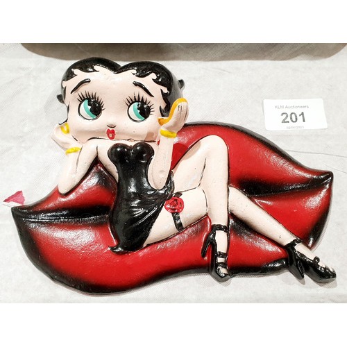 201 - A cast iron Betty Boop wall decoration, length 7.5