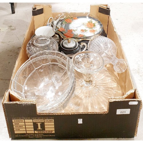 221 - A box of glassware and Japanese tea ware. No shipping. Arrange collection or your own packer and shi... 