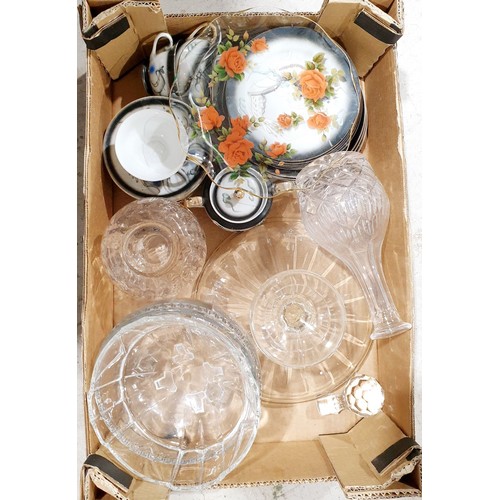 221 - A box of glassware and Japanese tea ware. No shipping. Arrange collection or your own packer and shi... 