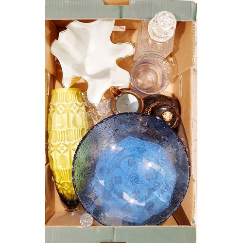 223 - A box of glassware including a handkerchief vase. No shipping. Arrange collection or your own packer... 