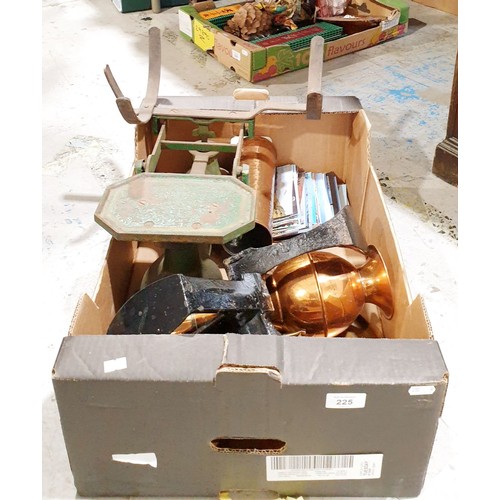 225 - A box of metal ware. No shipping. Arrange collection or your own packer and shipper, please. Electri... 