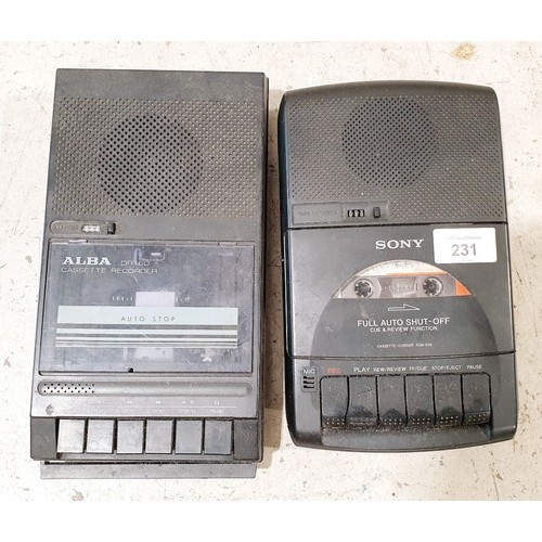 231 - A vintage Sony cassette player and a vintage Alba cassette player. No shipping. Arrange collection o... 