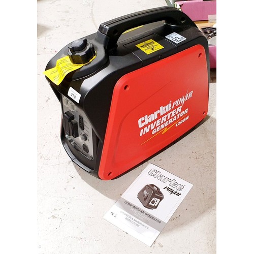 278 - A Clarke IG1200 petrol generator. No shipping. Arrange collection or your own packer and shipper, pl... 