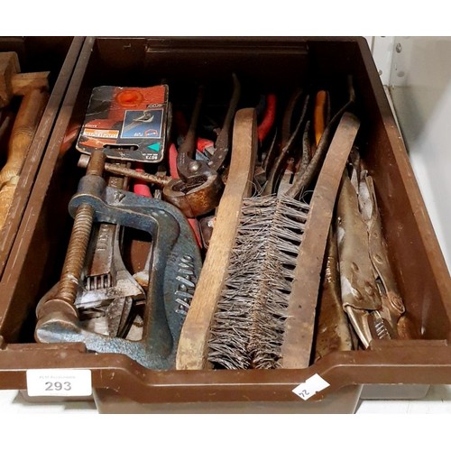 293 - A box of tools. No shipping. Arrange collection or your own packer and shipper, please. Electrics ar... 