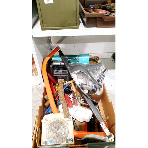 295 - A box of tools. No shipping. Arrange collection or your own packer and shipper, please. Electrics ar... 