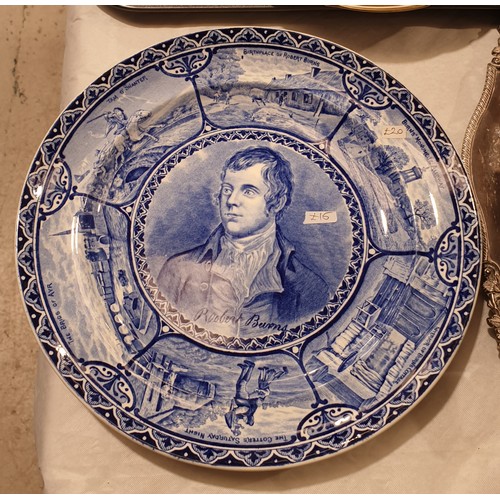 300 - A Copeland Spode Robert Burns plate, a Royal Winton cake plate and a Royal Worcester plate. No shipp... 