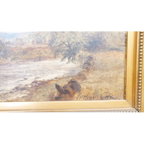 341 - Arthur Cox: a pair of antique oil paintings on board, each signed, 10