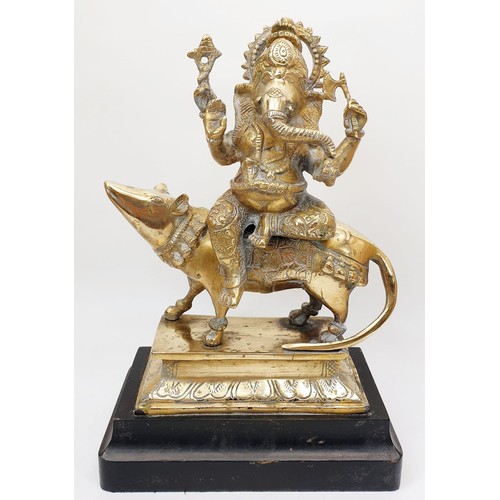 350 - A vintage brass sculpture of Ganesh, height 12.5