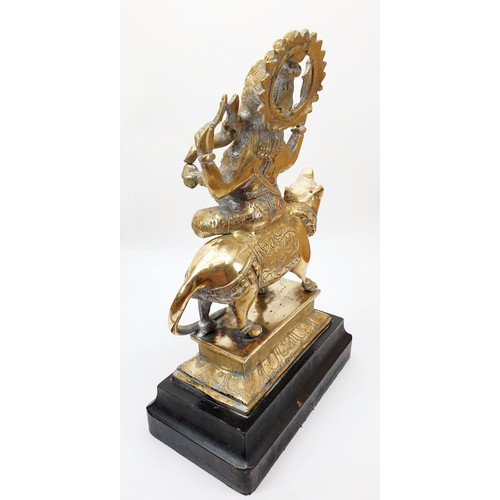 350 - A vintage brass sculpture of Ganesh, height 12.5