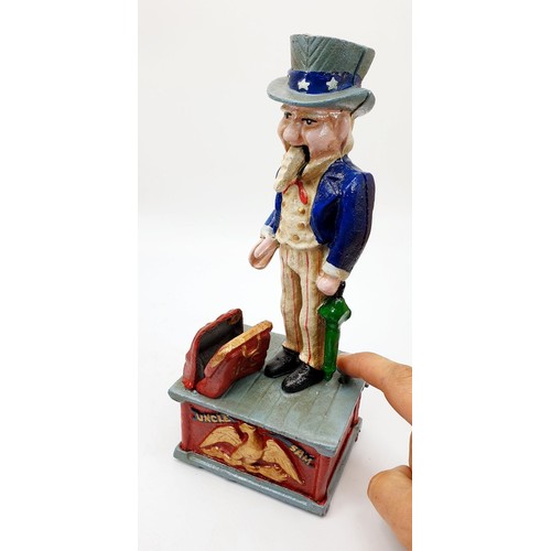 357 - A cast iron Uncle Sam moneybox, height 10.5