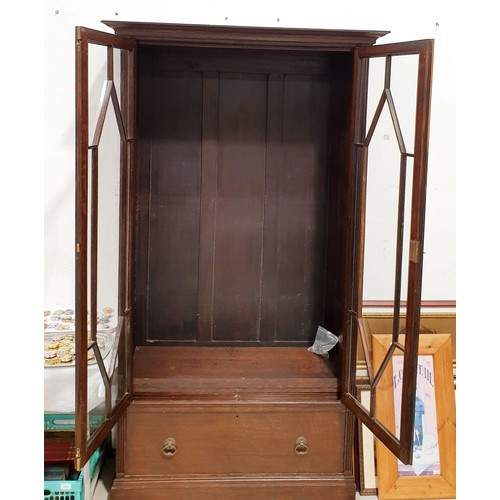 390 - A vintage bookcase with drawer under, height 78