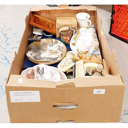 393 - A box of religious items and assorted. No shipping. Arrange collection or your own packer and shippe... 