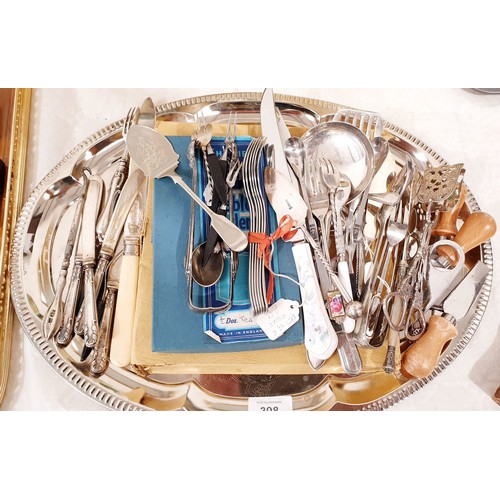 398 - Flatware including silver handled. UK shipping £14.