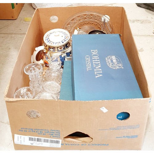 429 - A box of cut glassware and two teapots. No shipping. Arrange collection or your own packer and shipp... 