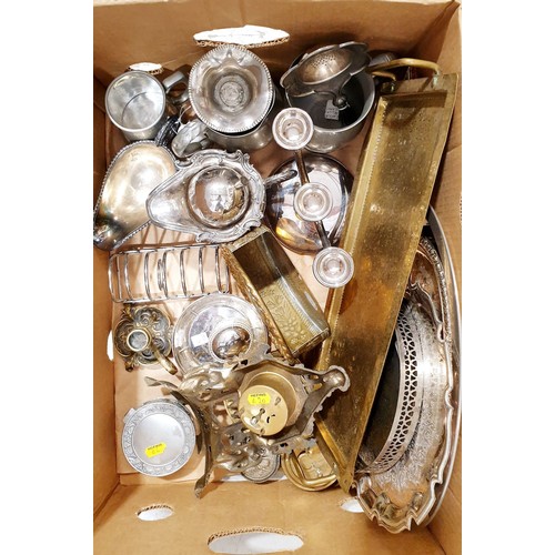 430 - A box of metal ware. No shipping. Arrange collection or your own packer and shipper, please. Electri... 