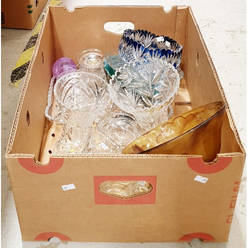 431 - A box of cut and other glassware. No shipping. Arrange collection or your own packer and shipper, pl... 