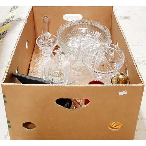 432 - A box of cut and other glassware. No shipping. Arrange collection or your own packer and shipper, pl... 