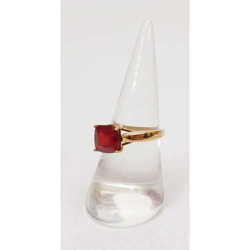 20 - A hallmarked 9ct gold ring set with ruby, size N/O, gross weight 3.5g. UK shipping £14.