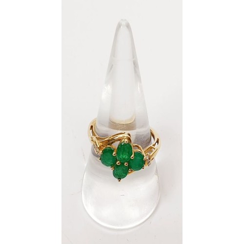 22 - A hallmarked 9ct gold ring set with emerald and diamond, size O/P, gross weight 2.6g. UK shipping £1... 