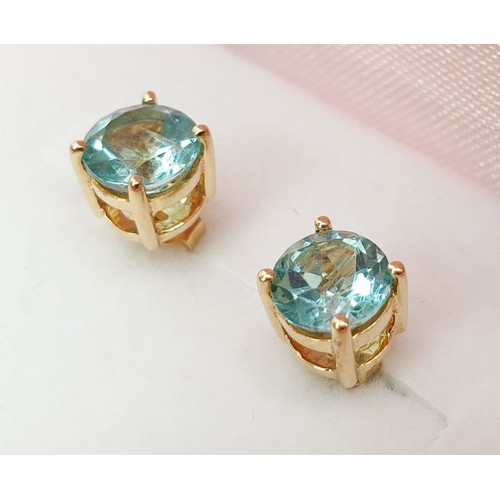 47 - A pair of 9ct gold earrings set with apatite. UK shipping £14.