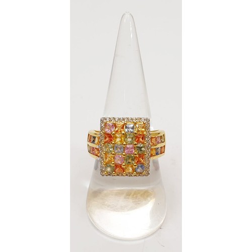 54 - A gold plated silver ring set with coloured zircon, size P/Q. UK shipping £14.