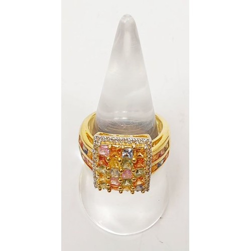 54 - A gold plated silver ring set with coloured zircon, size P/Q. UK shipping £14.