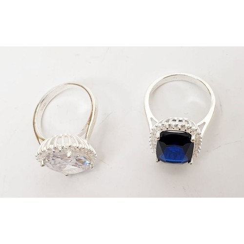 68 - Two coloured rings set with coloured stones, sizes L/M and N. UK shipping £14.