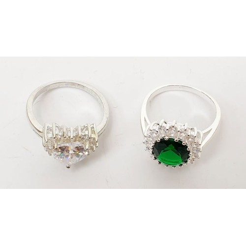 69 - Two silver rings set with coloured stones, size S and R/S. UK shipping £14.