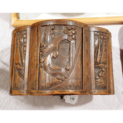 110 - A vintage Chinese carved camphor box, width 9.75