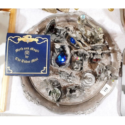 119 - A selection of Myth and Magic and other pewter ornaments. UK shipping £14.