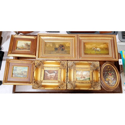 123 - Eight modern oil paintings, the largest overall size 7.25