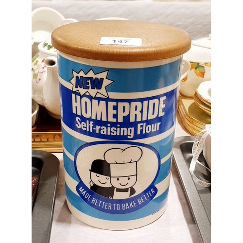 147 - A Crown Devon Homepride kitchen canister, height 8