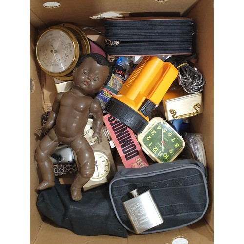 163 - A box of bric-a-brac. No shipping. Arrange collection or your own packer and shipper, please. Electr... 