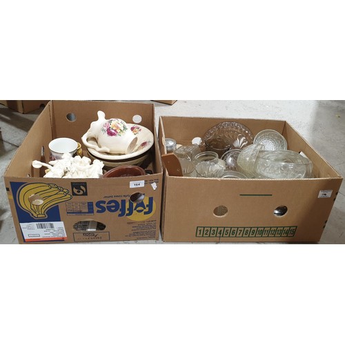 164 - Two boxes of glass, china and assorted. No shipping. Arrange collection or your own packer and shipp... 