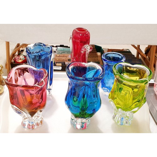 181 - Six pieces of Art Glass, the tallest 10