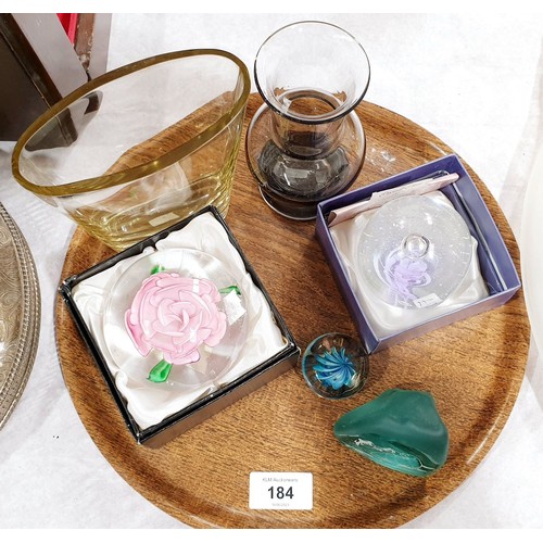 184 - Three paper weights and other glassware. No shipping. Arrange collection or your own packer and ship... 